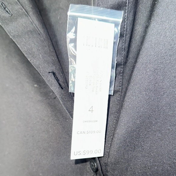 Black‎ Button Down Shirt with Lace Sleeves - Picture 3 of 7